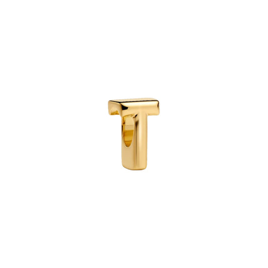 Charm Pandora in argento lettera T piccola placcata oro 14k MISURA UNICA