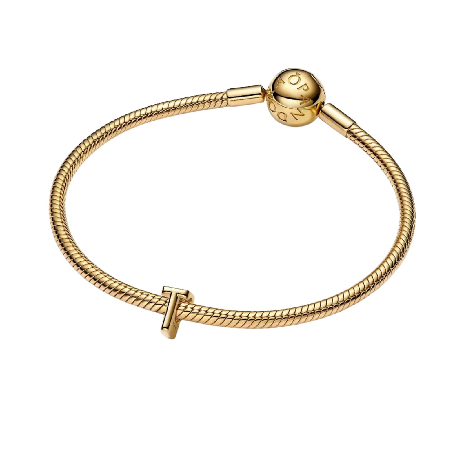 Charm Pandora in argento lettera T piccola placcata oro 14k MISURA UNICA