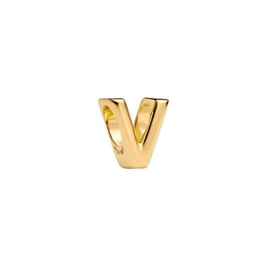 Charm Pandora in argento lettera V piccola placcata oro 14k MISURA UNICA