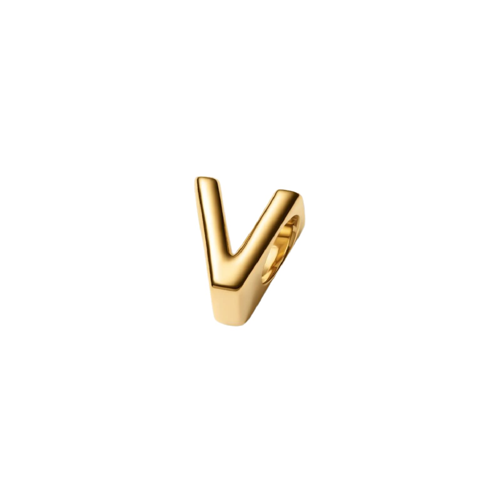Charm Pandora in argento lettera V piccola placcata oro 14k MISURA UNICA