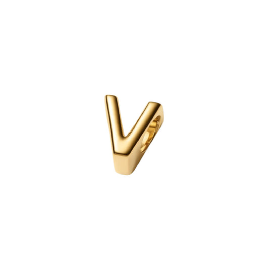 Charm Pandora in argento lettera V piccola placcata oro 14k MISURA UNICA