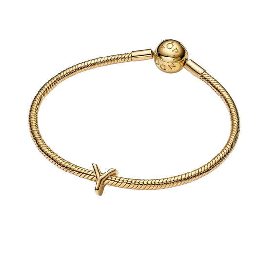 Charm Pandora in argento lettera Y piccola placcata oro 14k MISURA UNICA
