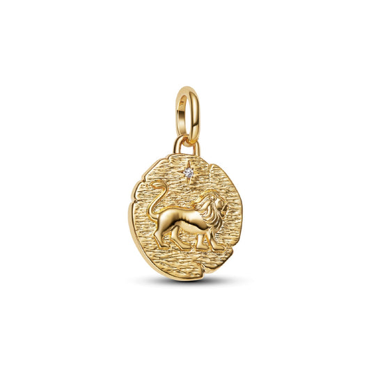 Charm pendente Pandora in argento dorato medaglione leone MISURA UNICA