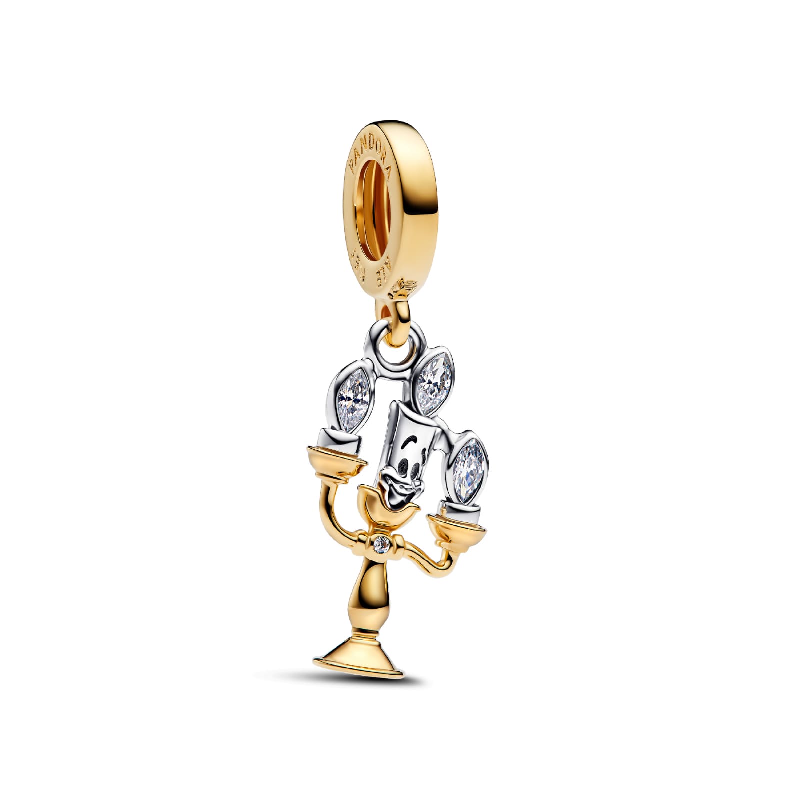 Charm Pandora argento oro Disney La bella e la bestia Lumiere MISURA UNICA