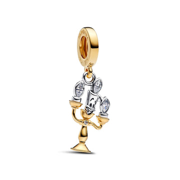 Charm Pandora argento oro Disney La bella e la bestia Lumiere MISURA UNICA