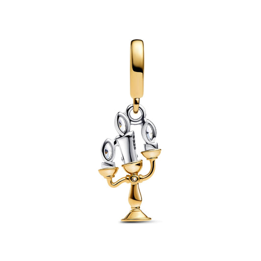 Charm Pandora argento oro Disney La bella e la bestia Lumiere MISURA UNICA