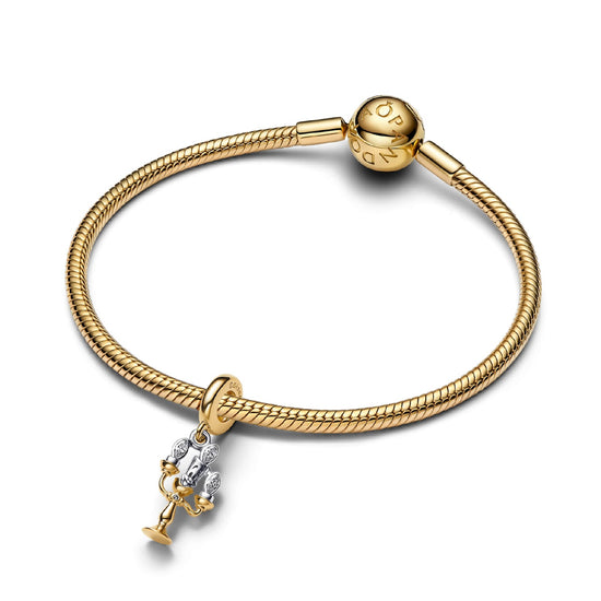 Charm Pandora argento oro Disney La bella e la bestia Lumiere MISURA UNICA