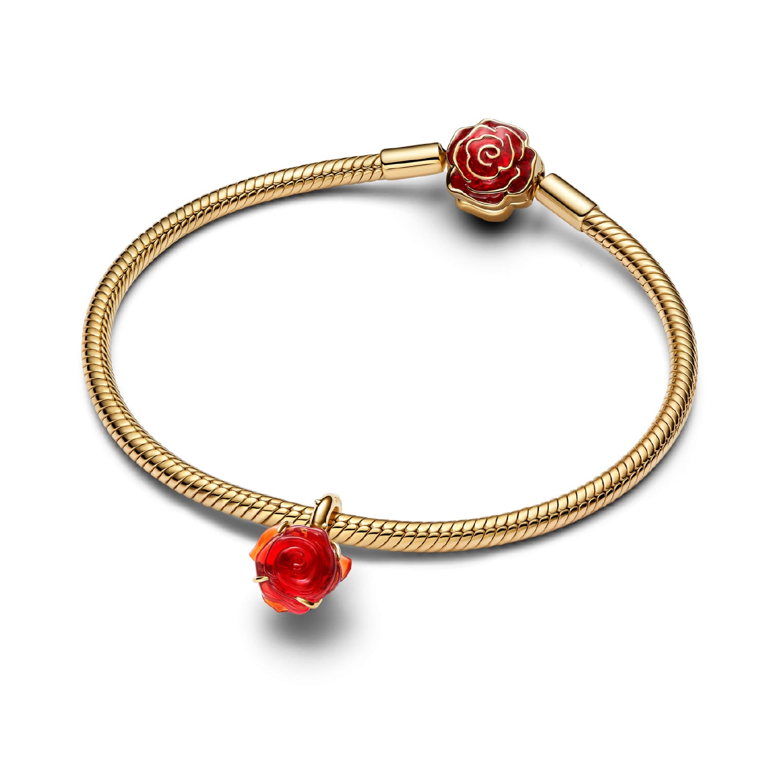 Charm Pandora argento oro Disney Rosa La bella e la bestia MISURA UNICA