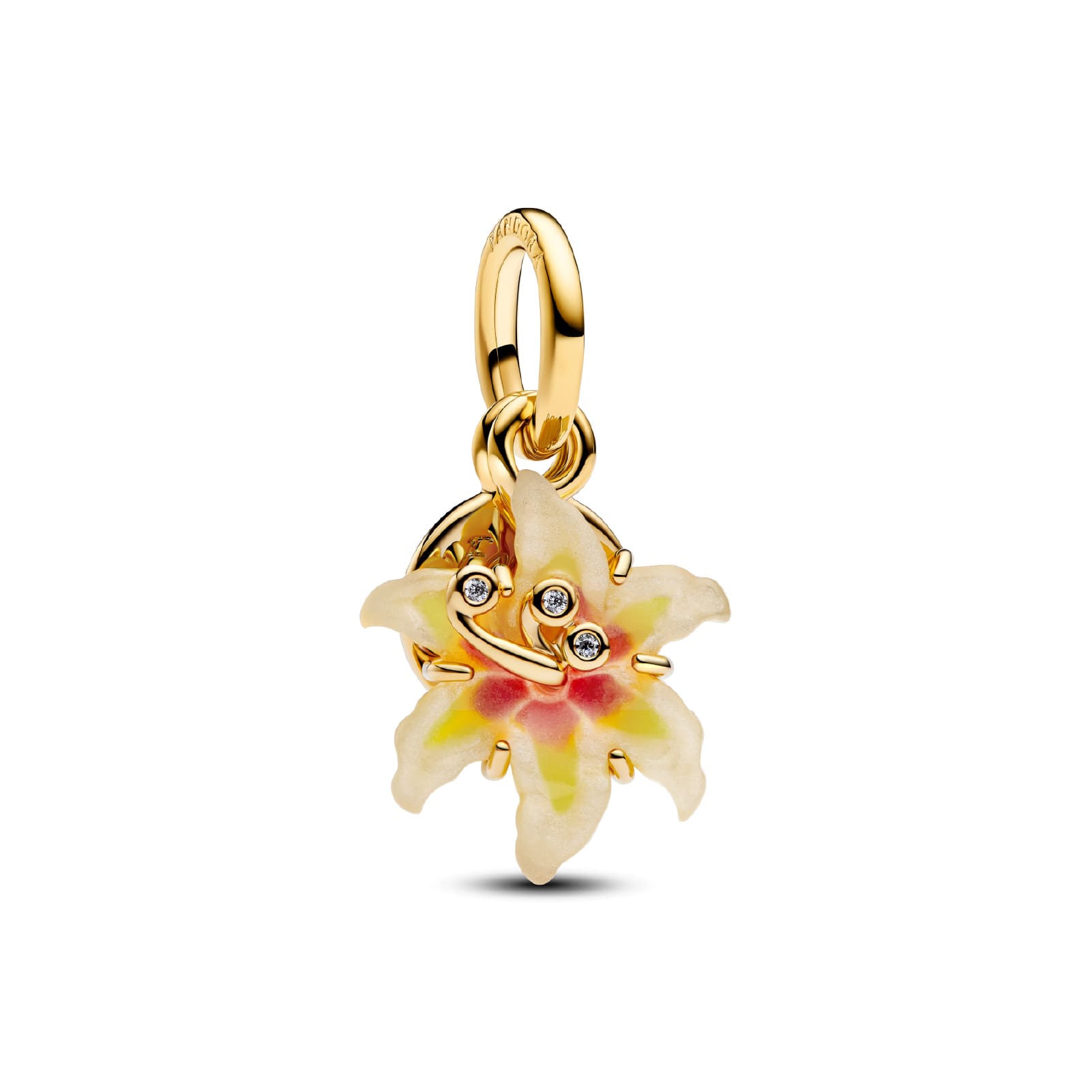Charm Pandora in argento dorato Disney Rapunzel fiore magico MISURA UNICA