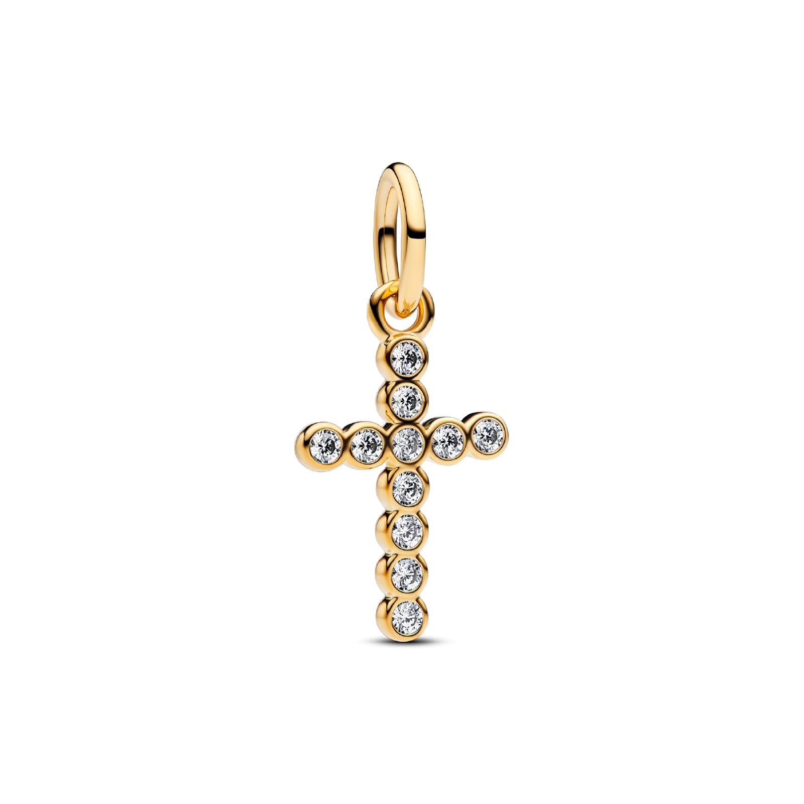Charm Pandora in argento dorato pendente croce luminosa MISURA UNICA