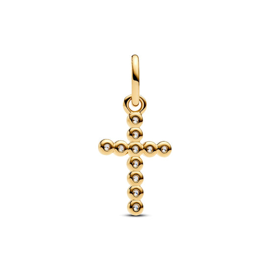 Charm Pandora in argento dorato pendente croce luminosa MISURA UNICA