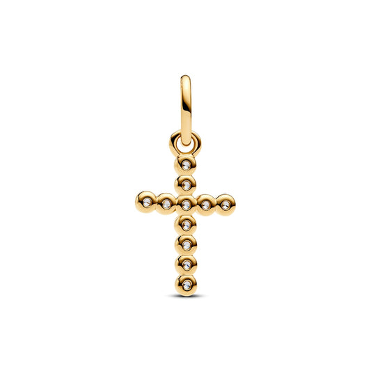 Charm Pandora in argento dorato pendente croce luminosa MISURA UNICA