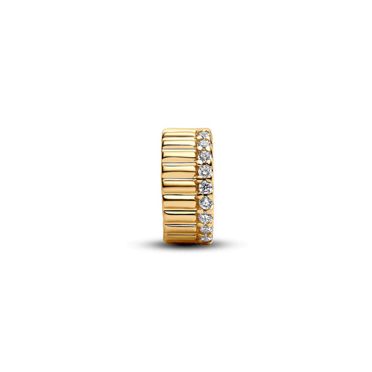 Clip Pandora in argento dorato con pietre e scanalature MISURA UNICA