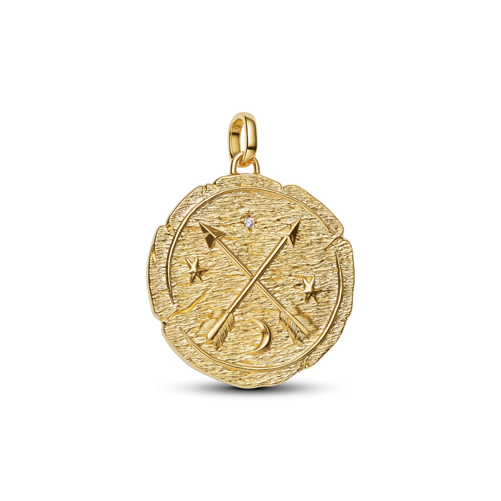 Charm pendente Pandora argento oro medaglia grande con frecce MISURA UNICA