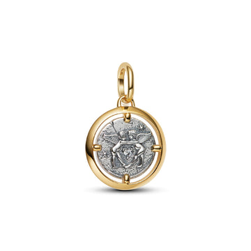Charm Pandora medaglia angeli argento e placcatura oro 14 kt MISURA UNICA