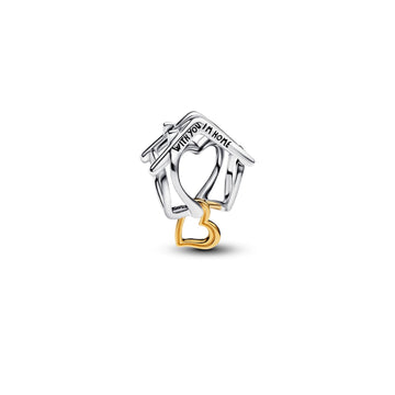 Charm Pandora Openwork Casa in argento con cuore dorato MISURA UNICA