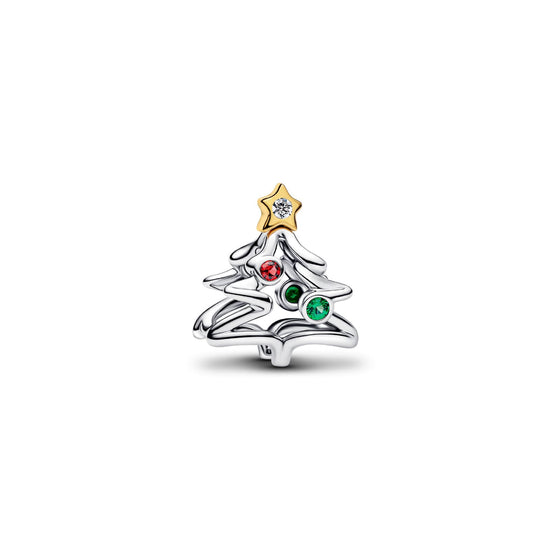 Charm Pandora Openwork Albero di Natale in argento bicolore MISURA UNICA