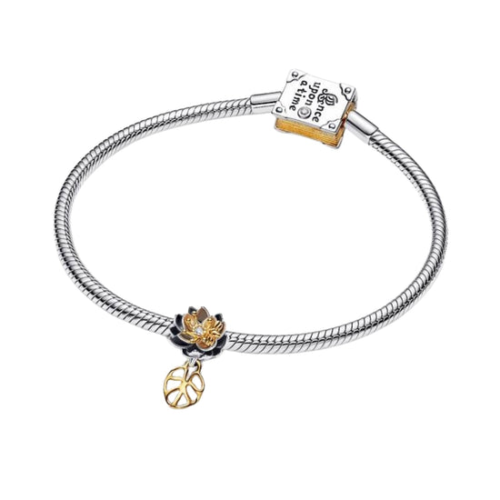 Charm Pandora Disney Tiana in argento e oro con fiore MISURA UNICA