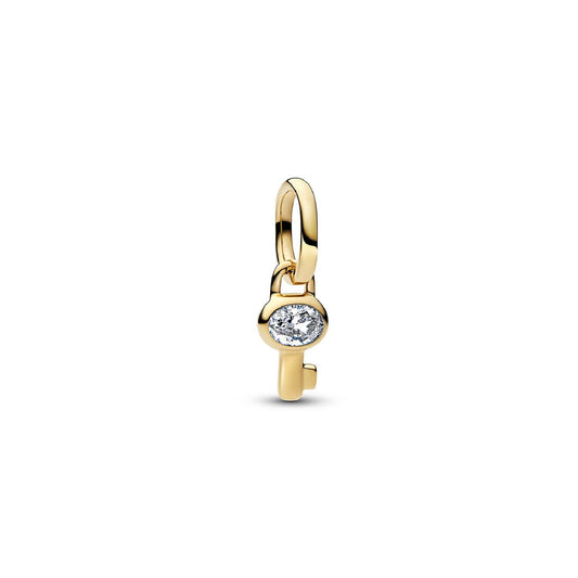 Charm Pandora Mini placcatura oro a forma chiave con zirconi MISURA UNICA