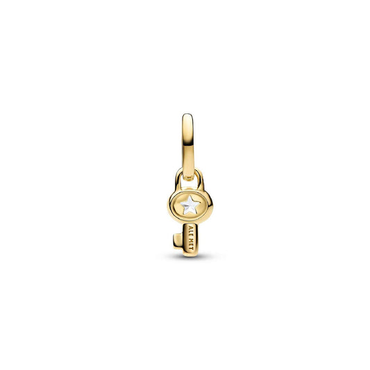 Charm Pandora Mini placcatura oro a forma chiave con zirconi MISURA UNICA