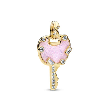Charm Pandora Moments placcatura oro 14k chiave rosa e zirconi MISURA UNICA