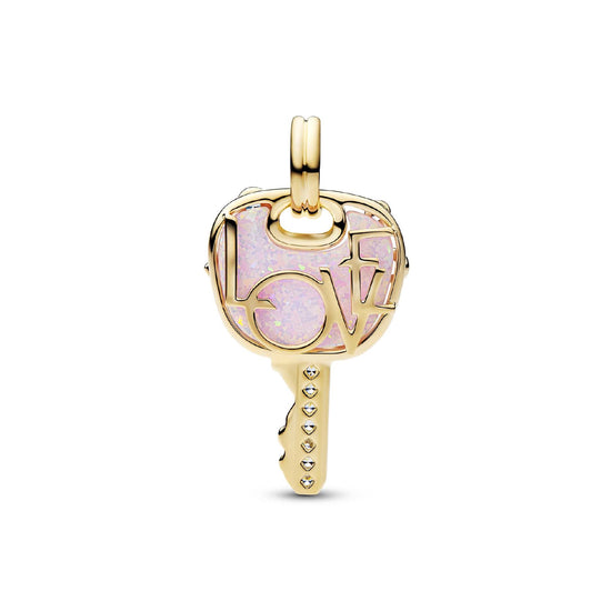 Charm Pandora Moments placcatura oro 14k chiave rosa e zirconi MISURA UNICA