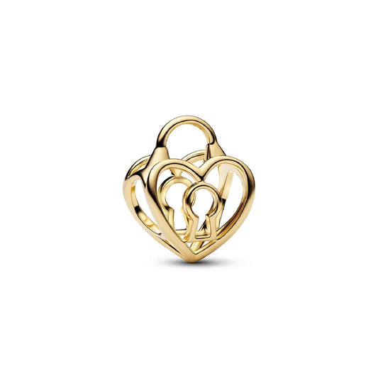 Charm Pandora Openwork placcato oro con lucchetto cuore MISURA UNICA