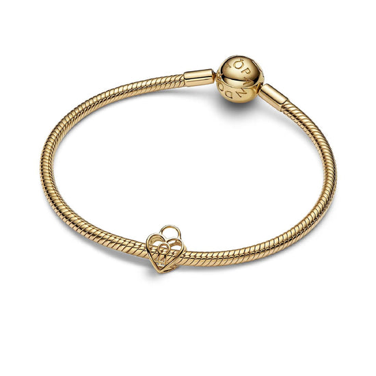 Charm Pandora Openwork placcato oro con lucchetto cuore MISURA UNICA