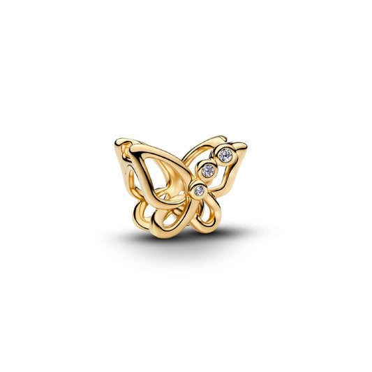 Charm Pandora Openwork in argento placcato oro 14kt farfalla MISURA UNICA