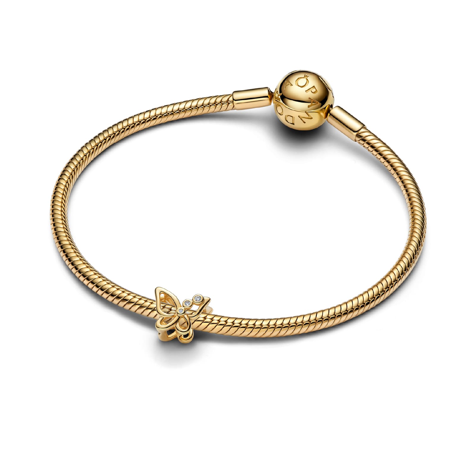 Charm Pandora Openwork in argento placcato oro 14kt farfalla MISURA UNICA