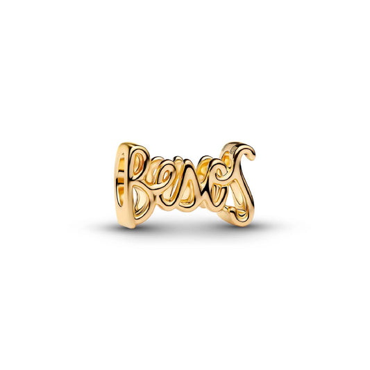 Charm Pandora in argento 925 colore oro scritta besos MISURA UNICA