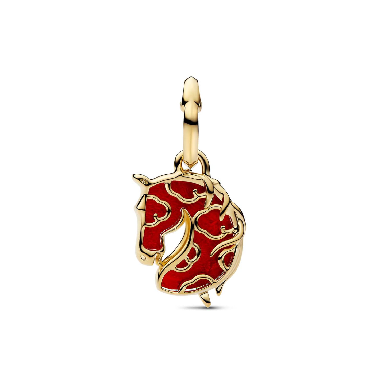 Charm pendente Pandora in vetro di Murano rosso con cavallo MISURA UNICA
