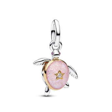 Charm pendente Pandora con tartaruga marina rosa e diamante MISURA UNICA