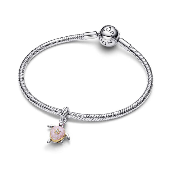 Charm pendente Pandora con tartaruga marina rosa e diamante MISURA UNICA