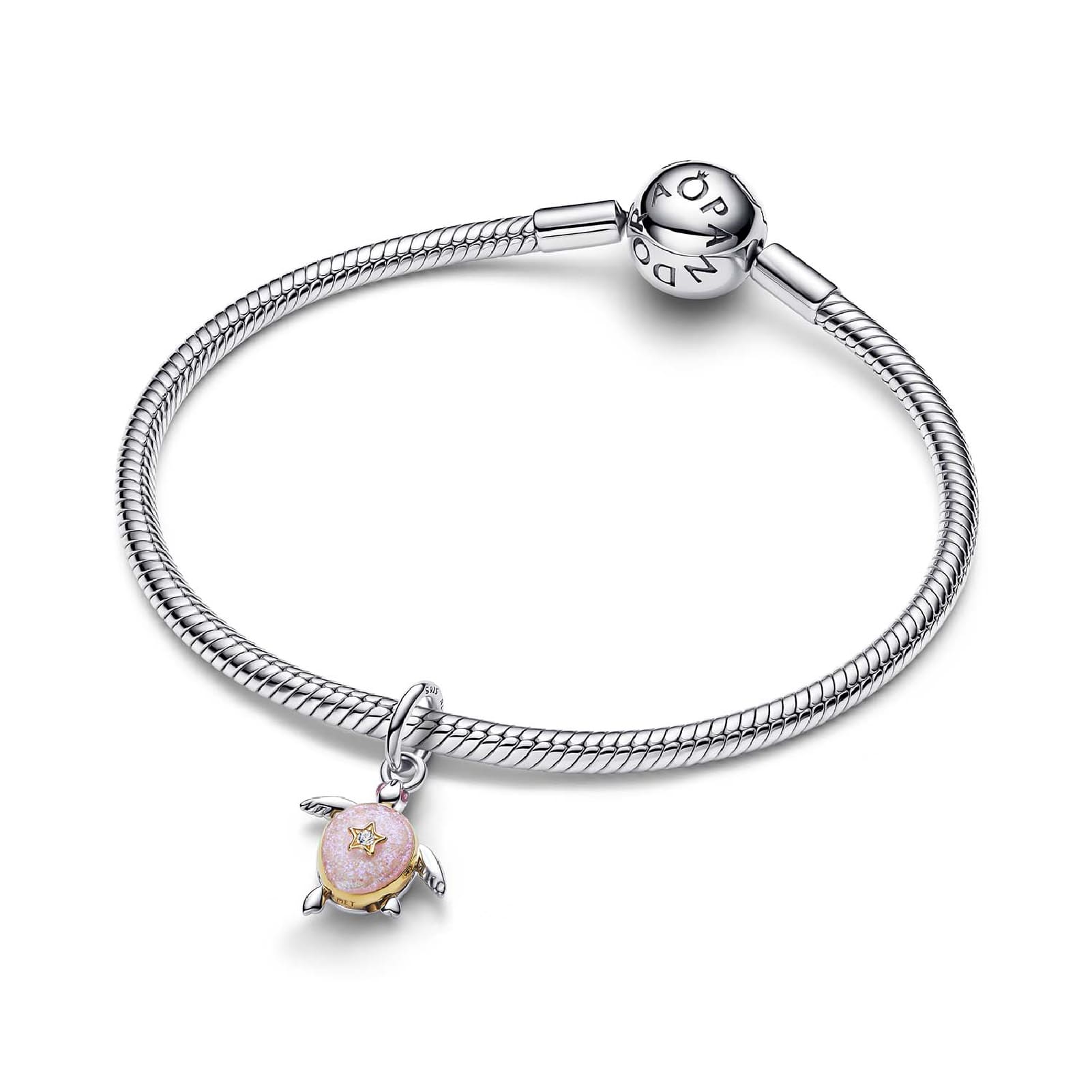Charm pendente Pandora con tartaruga marina rosa e diamante MISURA UNICA