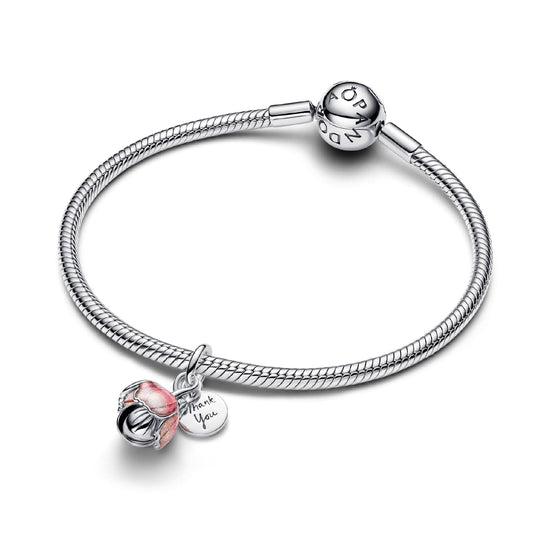 Charm pendente Pandora in argento a forma di fiore rosa MISURA UNICA