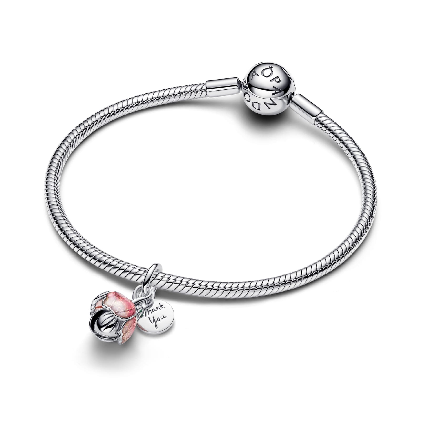 Charm pendente Pandora in argento a forma di fiore rosa MISURA UNICA