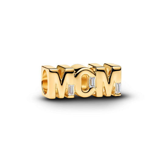 Charm Pandora MOM in argento placcato oro 14kt con zirconi MISURA UNICA
