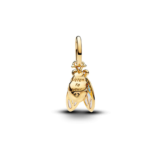 Charm pendente Pandora in argento placcato oro 14kt cicala MISURA UNICA