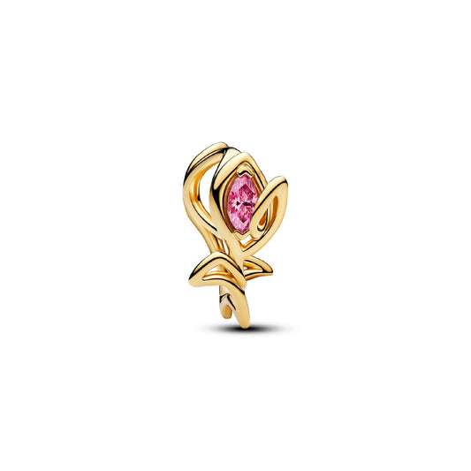 Charm Pandora in argento placcato oro 14kt tulipano e zircone MISURA UNICA