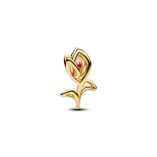 Charm Pandora in argento placcato oro 14kt tulipano e zircone MISURA UNICA