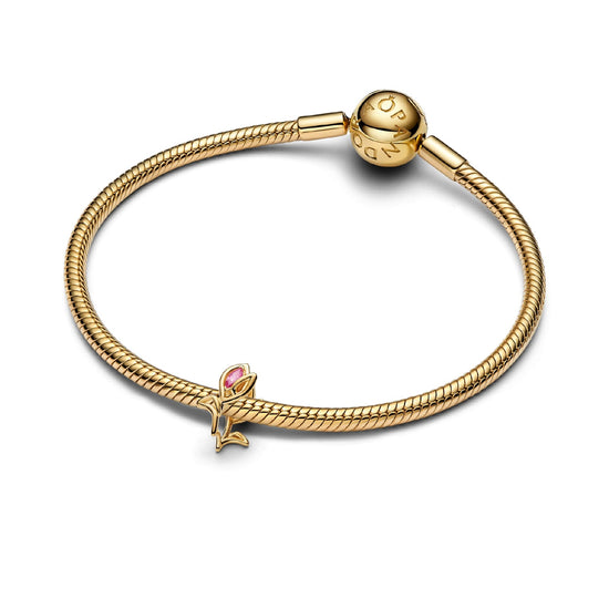 Charm Pandora in argento placcato oro 14kt tulipano e zircone MISURA UNICA