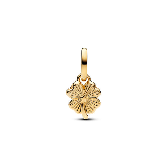 Charm Pandora in argento placcato oro 14kt quadrifoglio bianco MISURA UNICA