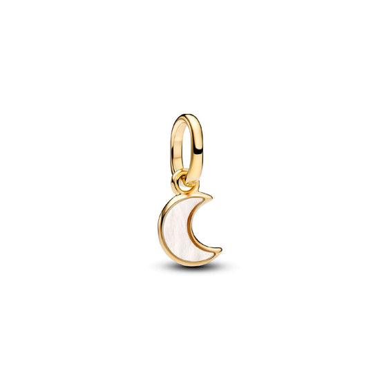 Charm pendente Pandora in argento dorato con luna madreperla MISURA UNICA