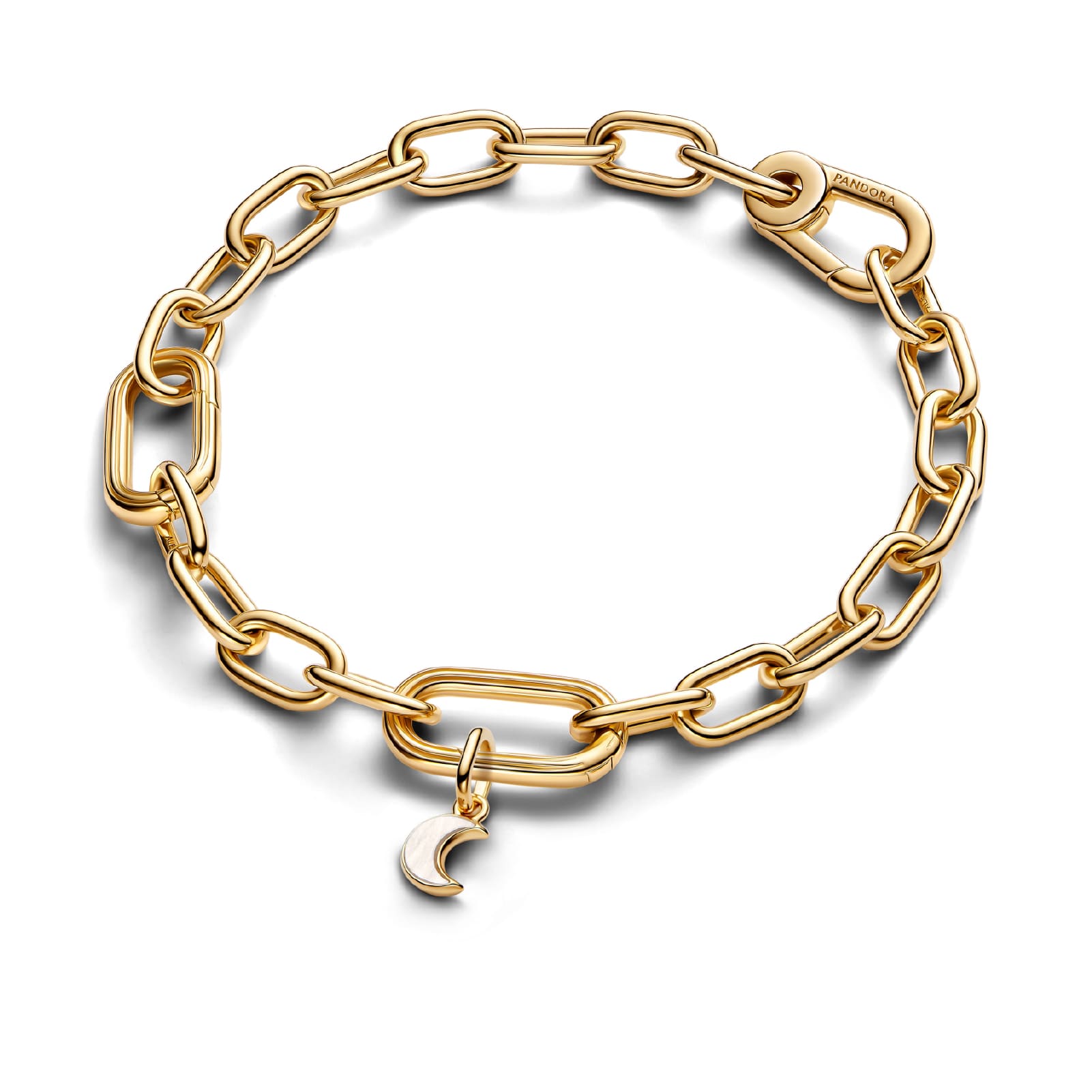 Charm pendente Pandora in argento dorato con luna madreperla MISURA UNICA