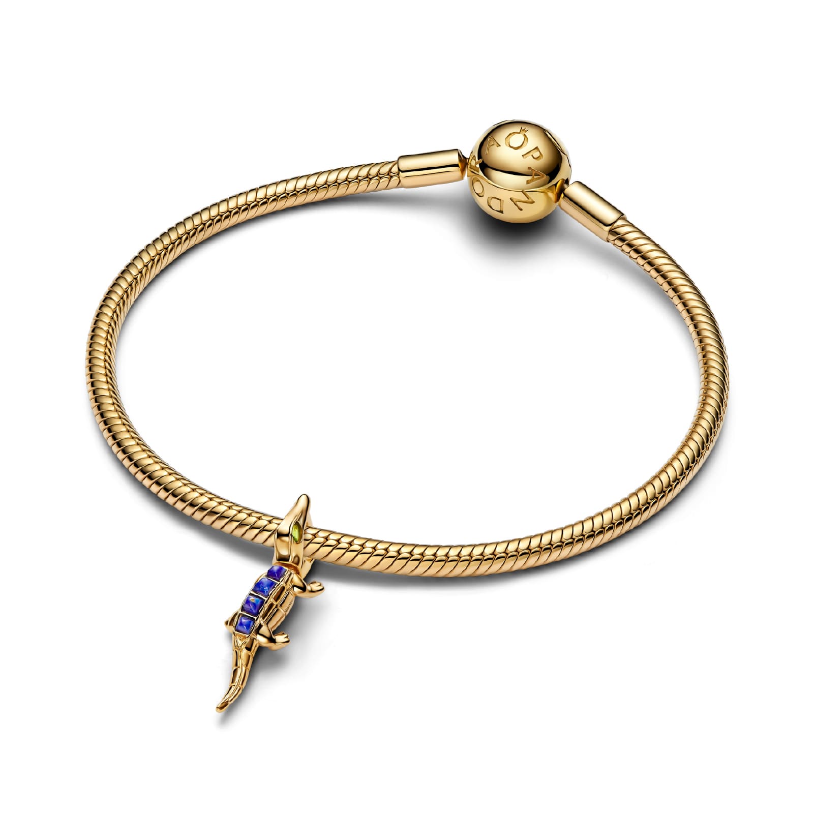 Charm coccodrillo Pandora in argento dotato con lapislazzuli MISURA UNICA