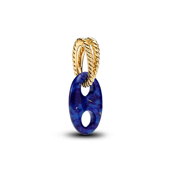 Charm pendente Pandora in argento dorato nodo del marinaro blu MISURA UNICA