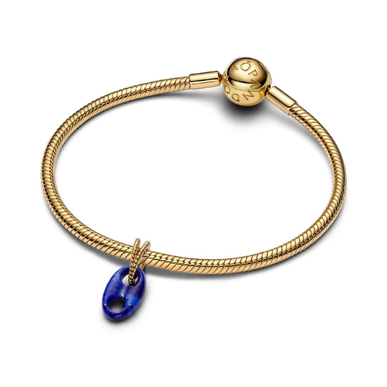 Charm pendente Pandora in argento dorato nodo del marinaro blu MISURA UNICA