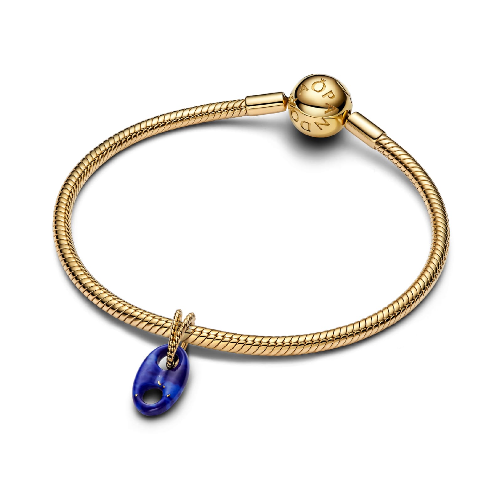 Charm pendente Pandora in argento dorato nodo del marinaro blu MISURA UNICA