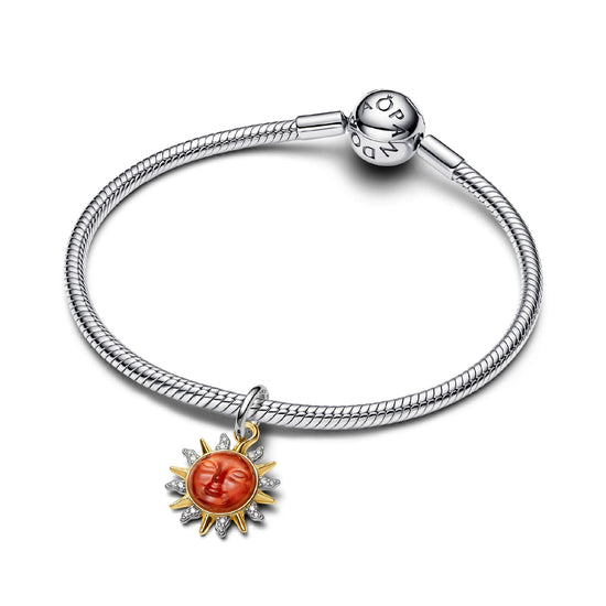 Charm pendente Pandora in argento sole con vetro di Murano MISURA UNICA